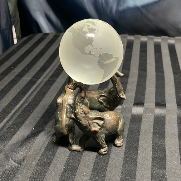 Crystal World Spere abd Brass Elephant Stand - Picture 1 of 14